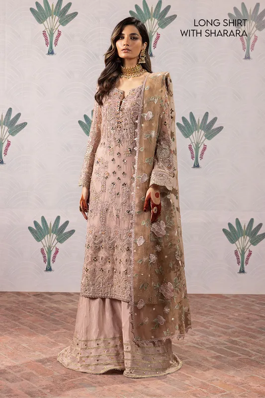Iznik ISC-04 Maala unstitched set in organza, chiffon and silk – view 1 – Poshaq