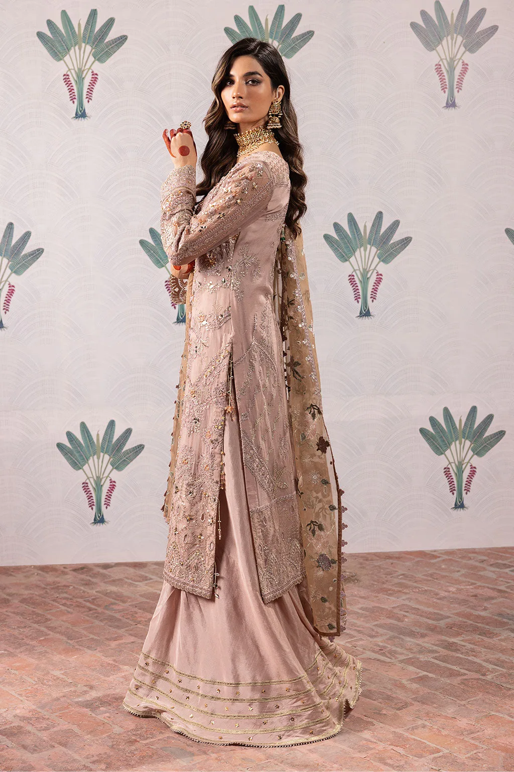Iznik ISC-04 Maala unstitched set in organza, chiffon and silk – view 10 – Poshaq