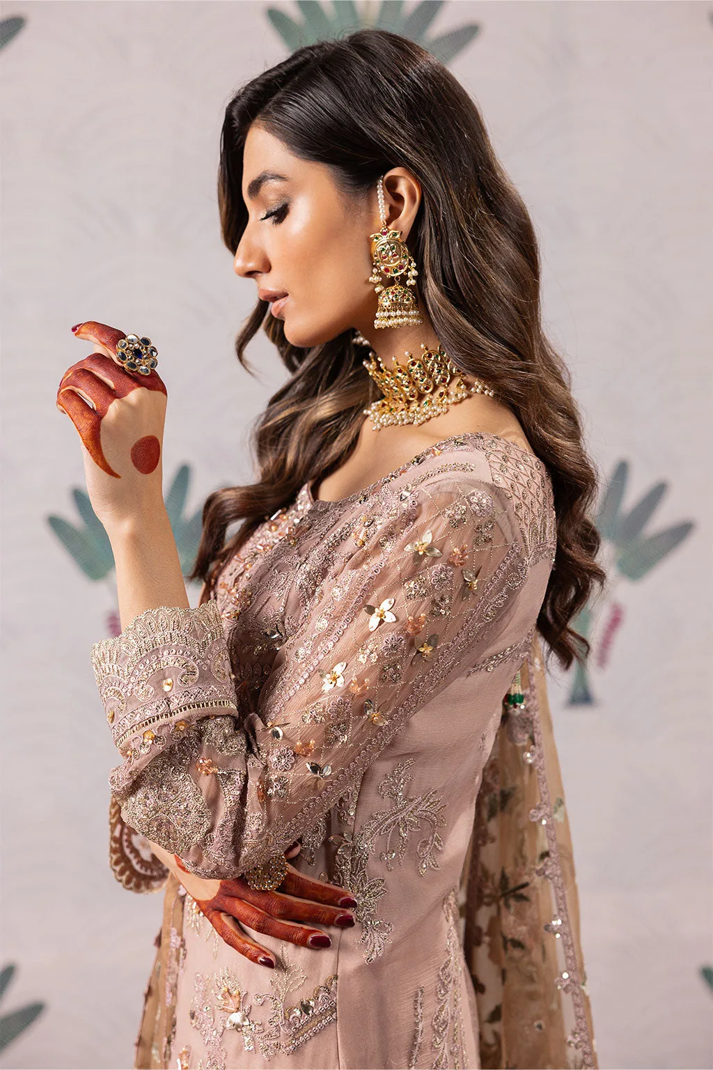 Iznik ISC-04 Maala unstitched set in organza, chiffon and silk – view 11 – Poshaq