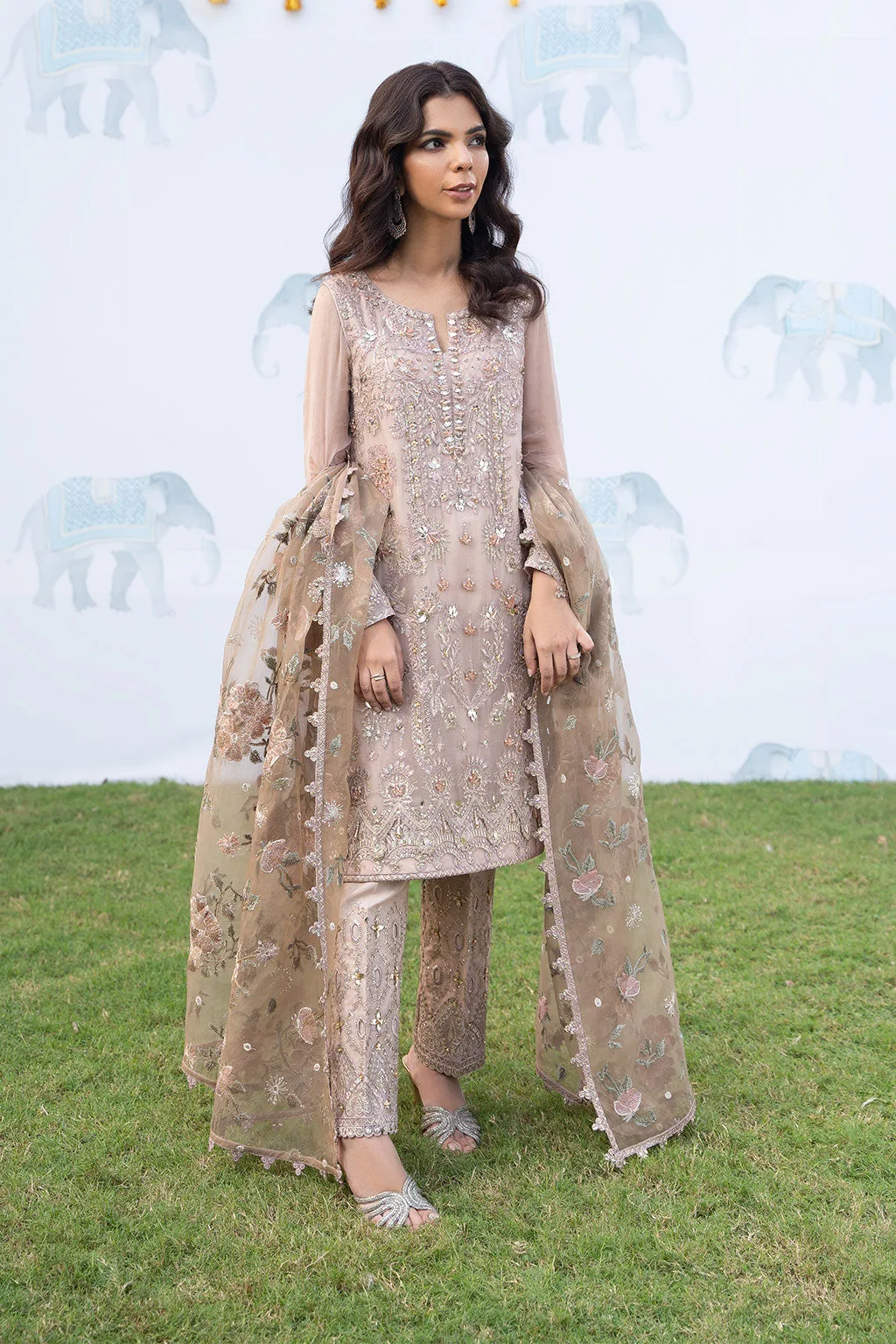 Iznik ISC-04 Maala unstitched set in organza, chiffon and silk – view 12 – Poshaq