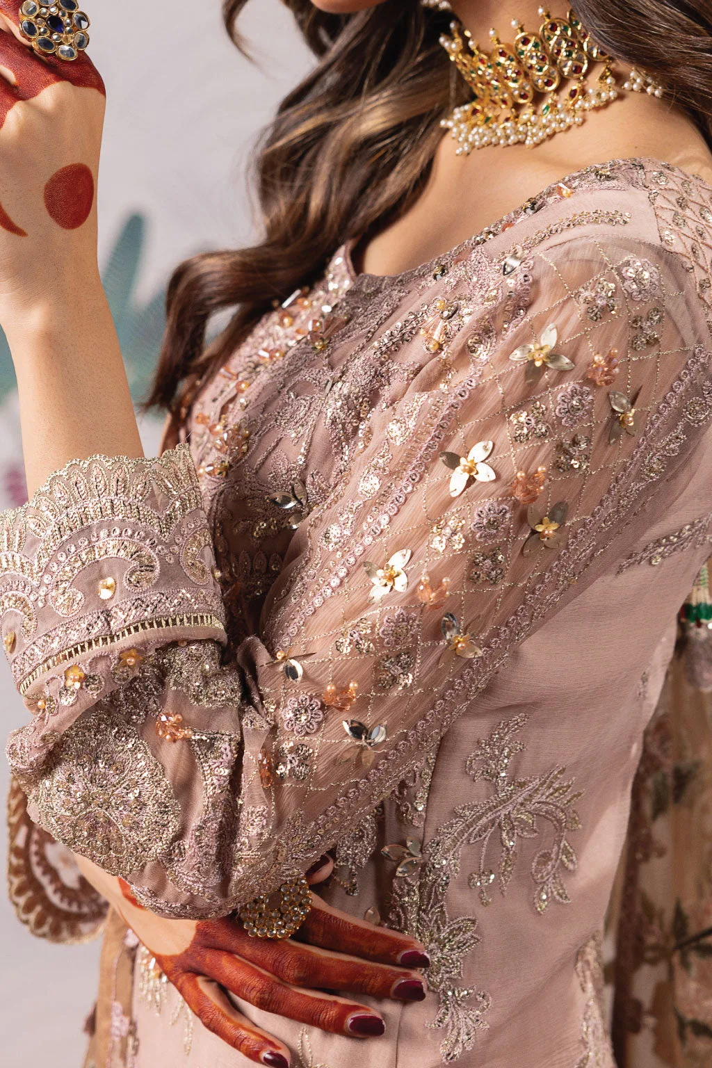 Iznik ISC-04 Maala unstitched set in organza, chiffon and silk – view 14 – Poshaq