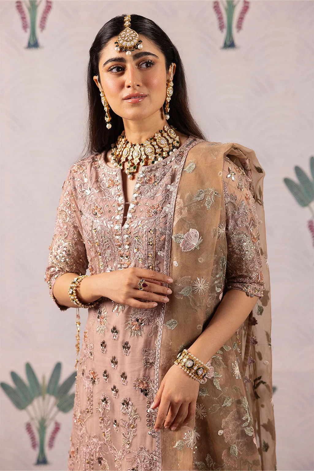 Iznik ISC-04 Maala unstitched set in organza, chiffon and silk – view 2 – Poshaq