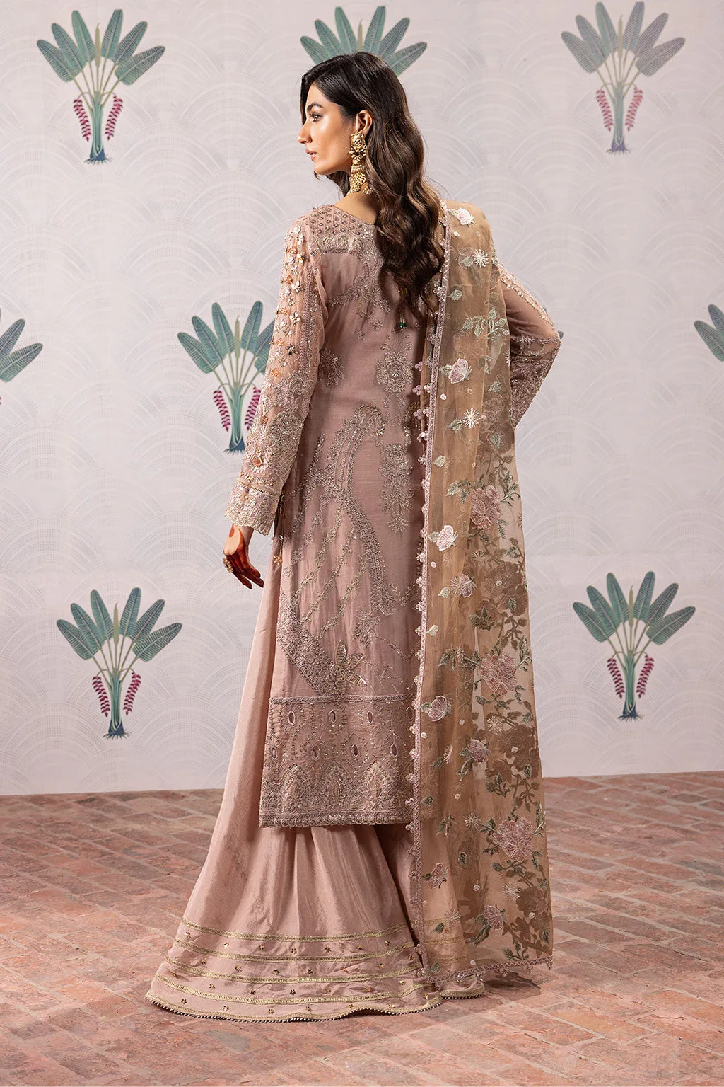 Iznik ISC-04 Maala unstitched set in organza, chiffon and silk – view 3 – Poshaq