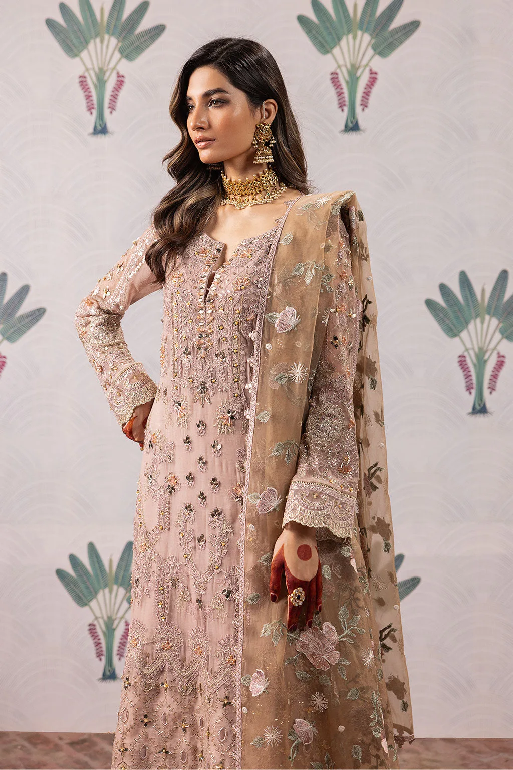Iznik ISC-04 Maala unstitched set in organza, chiffon and silk – view 9 – Poshaq