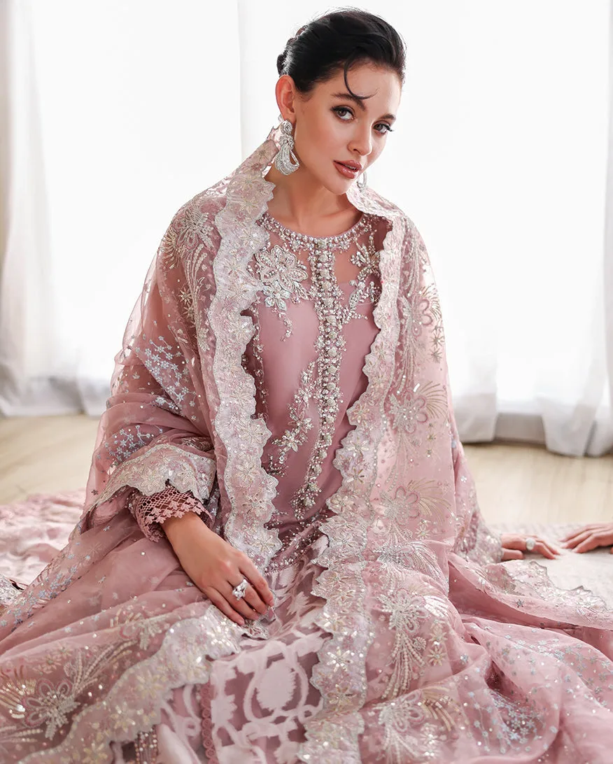 Emerald green raw silk trouser, silk shirt and organza dupatta ensemble – view 2 – Poshaq