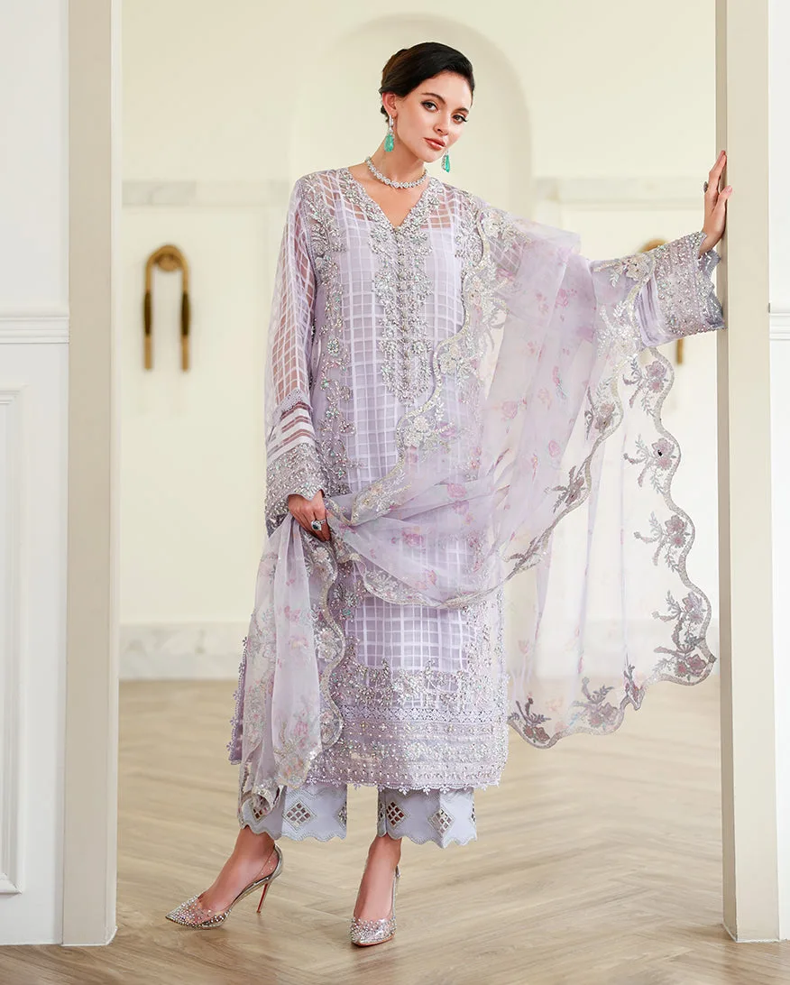 Green raw silk shirt with organza dupatta and silk trousers – view 6 – Poshaq